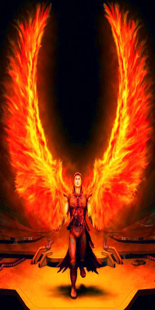 angel con alas de fuego