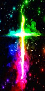 cruz colorida con frase love
