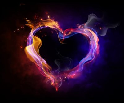 Corazón de humo colorido