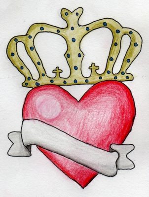 Dibujo de corazón con corona