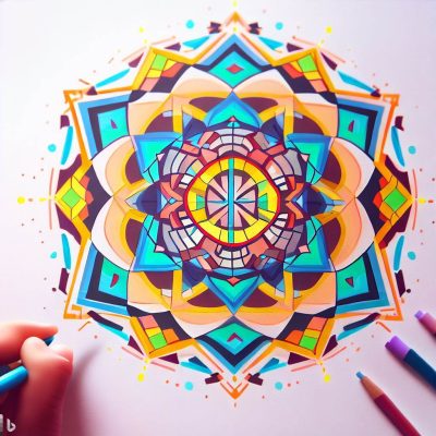 mandala with a geometric pattern and bright colors