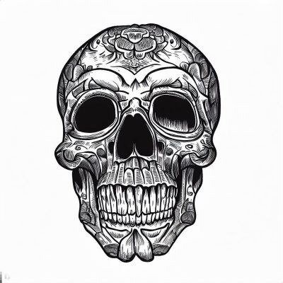 A skull for coloring in black and white