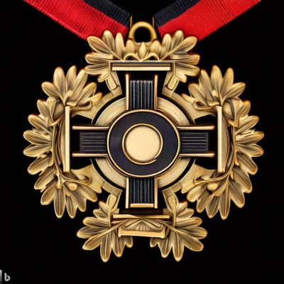 Una condecoración militar alemana que presenta una cruz pattée con un círculo central que contiene una corona y un laurel.